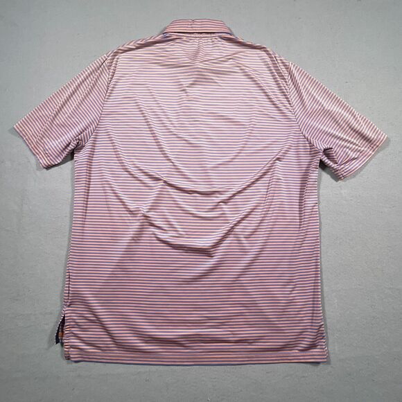 Ralph Lauren RLX Polo Shirt Mens XL Blue Orange Striped Performance Short Sleeve - Picture 9 of 10